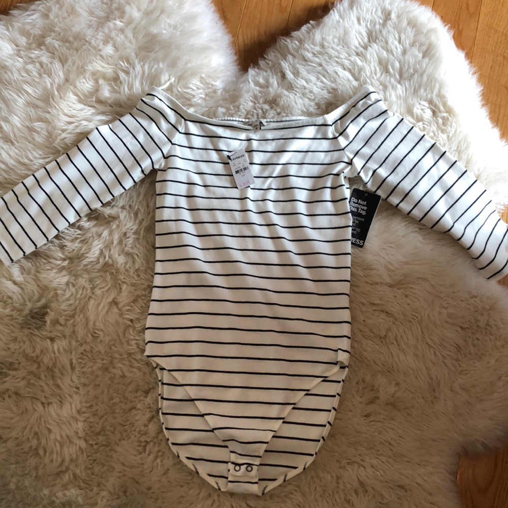 Off the shoulder striped body suit